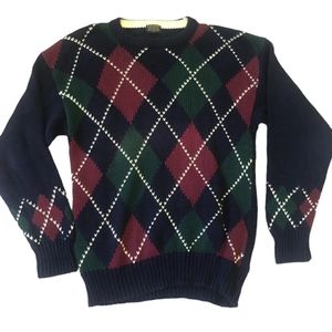 Vintage Brooks Brothers Argyle Sweater Large Made In Hong Kong Cotton Academia